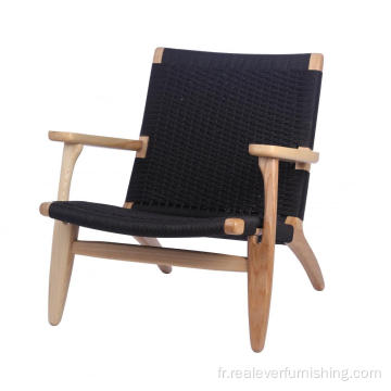 fauteuil lounge vintage en bois réplique CH25